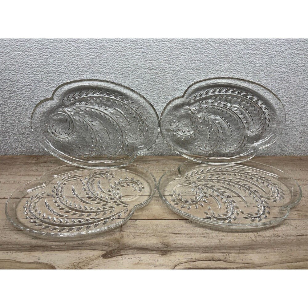 Vtg 1950 Federal Glass Homestead Snack Plates Set Of 4